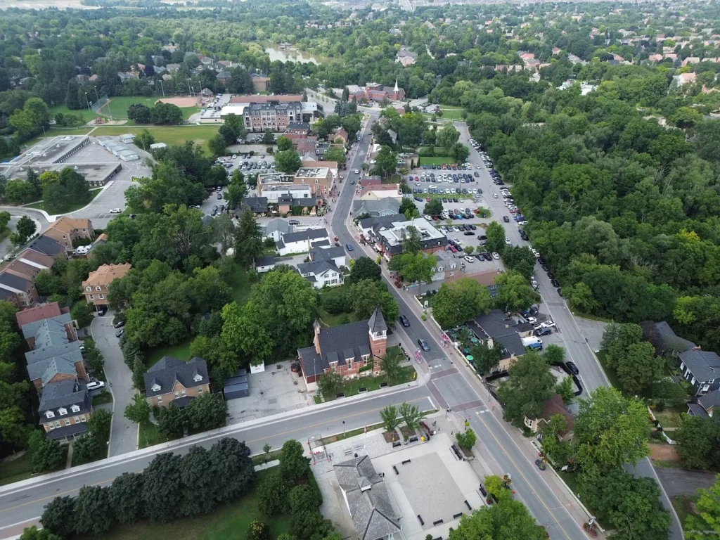 Aerial view of Main Street in Unionville, Markham